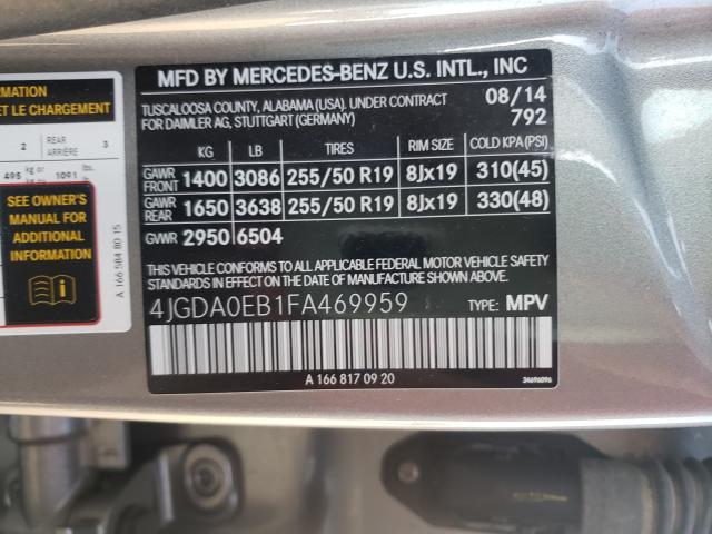 2015 MERCEDES-BENZ ML 250 BLU 4JGDA0EB1FA469959