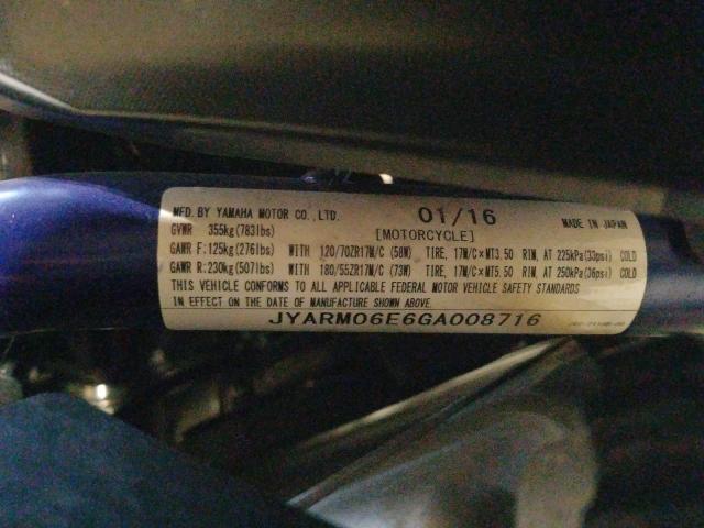 2016 YAMAHA FZ07 JYARM06E6GA008716