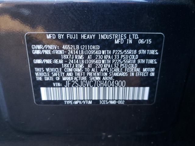 2016 SUBARU FORESTER 2 JF2SJGVC7GH404900