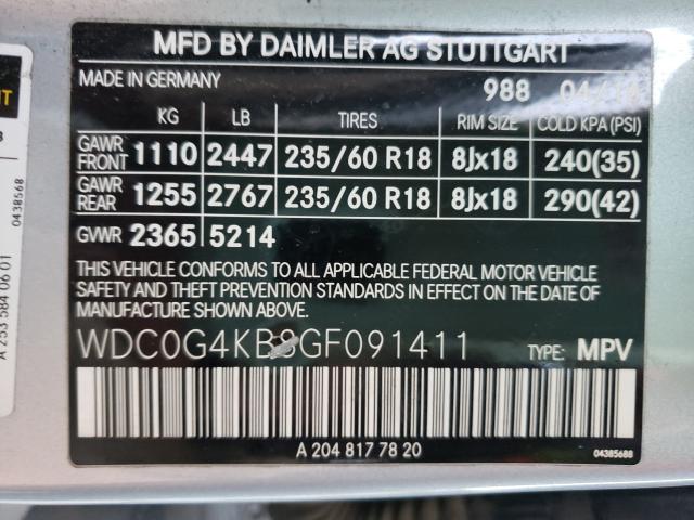 2016 MERCEDES-BENZ GLC 300 4M WDC0G4KB8GF091411