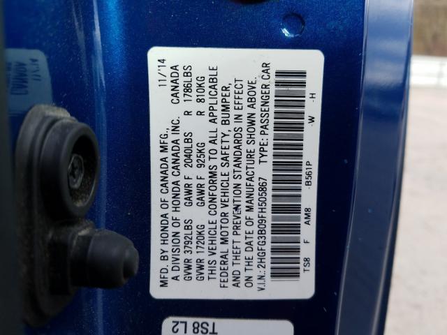 2015 HONDA CIVIC EXL 2HGFG3B09FH505867