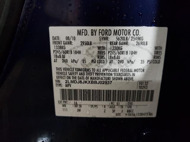 2011 LINCOLN MKX 2LMDJ8JKXBBJ02937