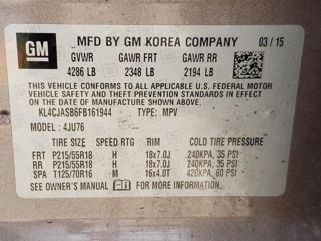 2015 BUICK ENCORE KL4CJASB6FB161944