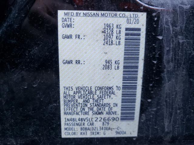 2020 NISSAN ALTIMA S 1N4BL4BV5LC226690