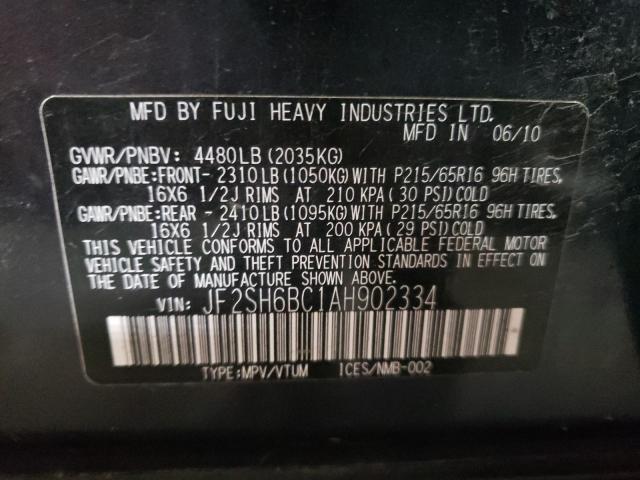 2010 SUBARU FORESTER X JF2SH6BC1AH902334