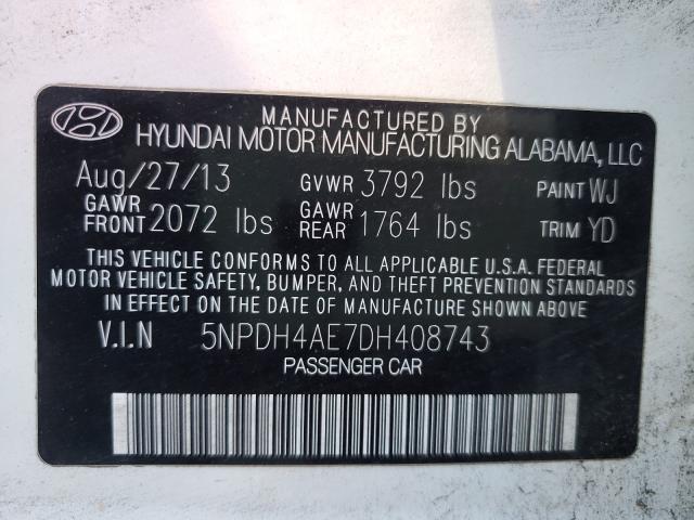 2013 HYUNDAI ELANTRA GL 5NPDH4AE7DH408743