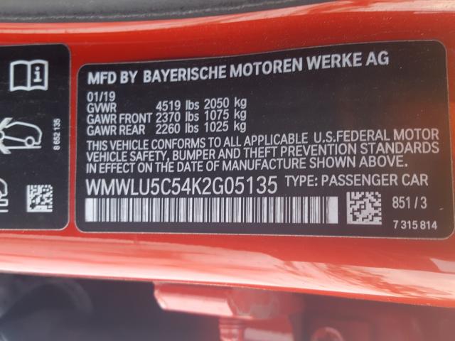 2019 MINI COOPER S C WMWLU5C54K2G05135