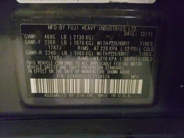 2012 SUBARU OUTBACK 3. 4S4BRDGC0C2239526
