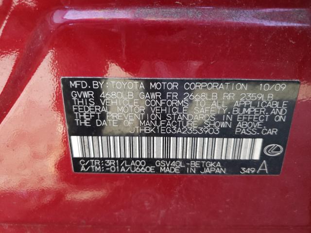 2010 LEXUS ES 350 JTHBK1EG3A2353903