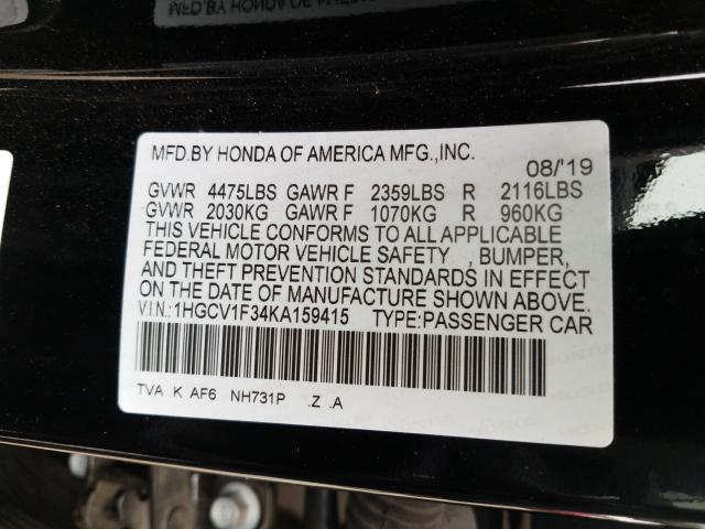 2019 HONDA ACCORD SPO - 1HGCV1F34KA159415
