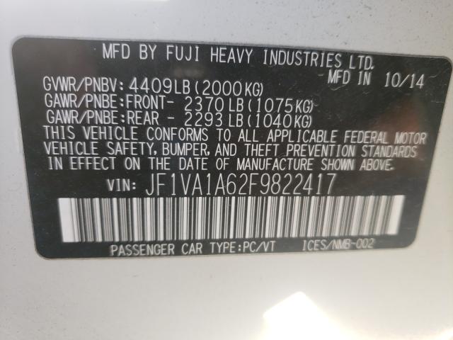 2015 SUBARU WRX JF1VA1A62F9822417