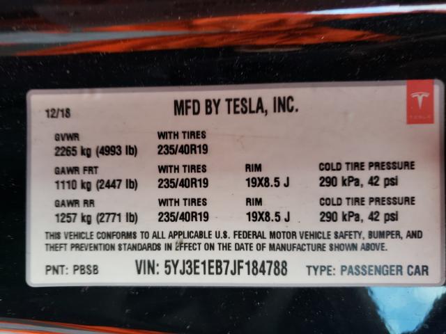 2018 TESLA MODEL 3 5YJ3E1EB7JF184788