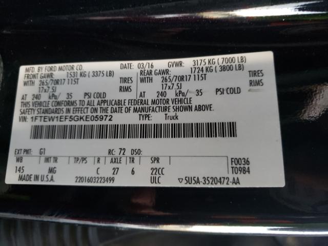 2016 FORD F150 2WD 1FTEW1EF5GKE05972