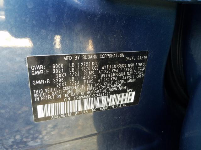 2019 SUBARU ASCENT LIM 4S4WMAMDXK3484211