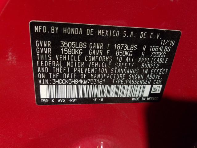 2019 HONDA FIT EX 3HGGK5H84KM753161