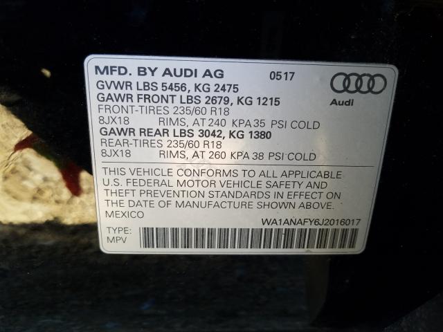 2018 AUDI Q5 PREMIUM WA1ANAFY6J2016017