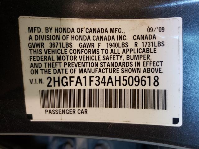 2010 HONDA CIVIC VP 2HGFA1F34AH509618