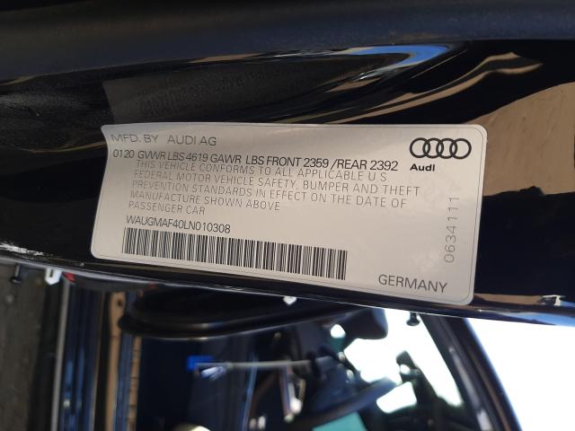 2020 AUDI A4 PREMIUM WAUGMAF40LN010308