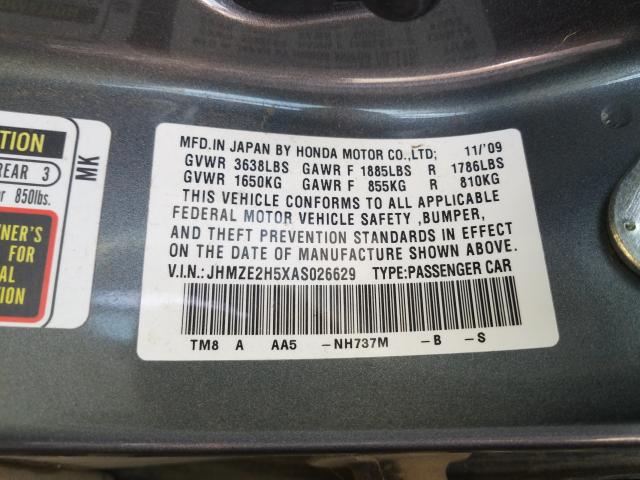 2010 HONDA INSIGHT LX JHMZE2H5XAS026629
