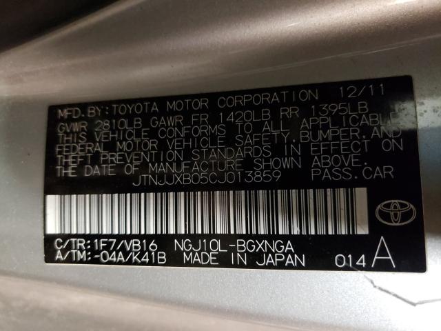 2012 TOYOTA SCION IQ JTNJJXB05CJ013859