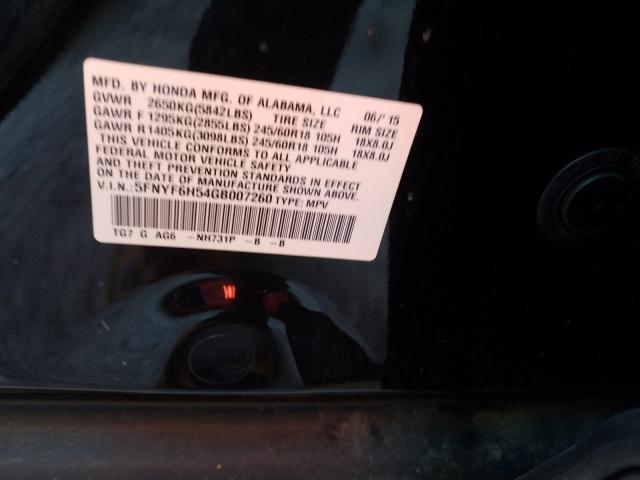 2016 HONDA PILOT EXL 5FNYF6H54GB007260