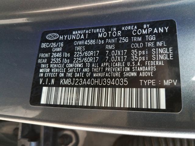 2017 HYUNDAI TUCSON SE KM8J23A40HU394035
