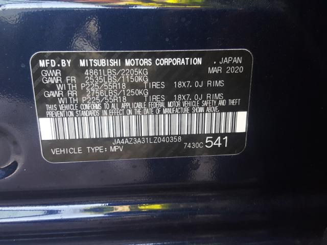2020 MITSUBISHI OUTLANDER JA4AZ3A31LZ040358