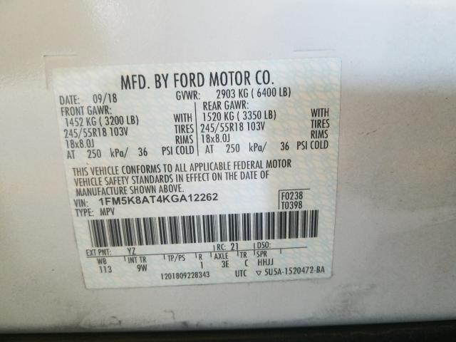 2019 FORD EXPLORER P 1FM5K8AT4KGA12262