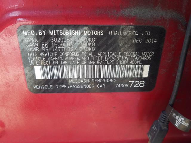 2015 MITSUBISHI MIRAGE DE ML32A3HJ9FH036982