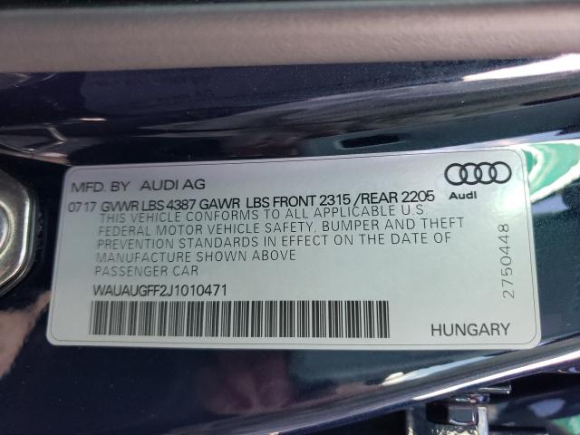 2018 AUDI A3 PREMIUM WAUAUGFF2J1010471