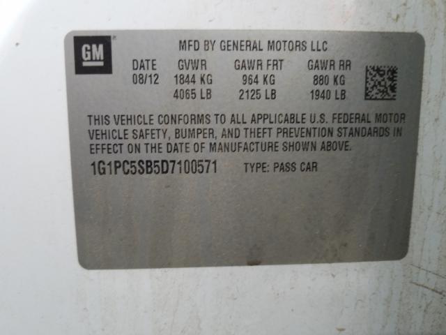 2013 CHEVROLET CRUZE LT - 1G1PC5SB5D7100571