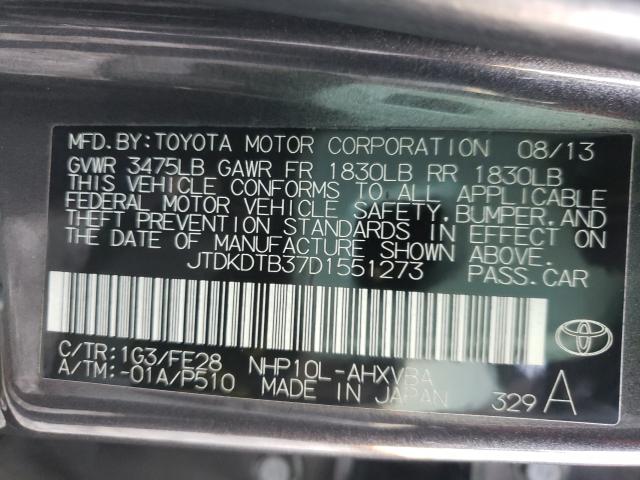 2013 TOYOTA PRIUS C JTDKDTB37D1551273