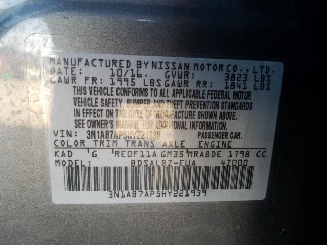 2017 NISSAN SENTRA 3N1AB7AP5HY221939