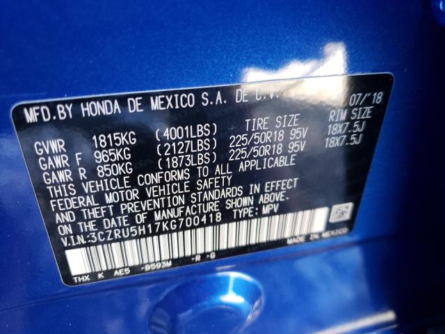 2019 HONDA HR-V SPORT 3CZRU5H17KG700418