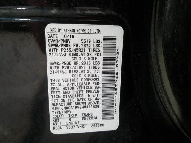 2017 INFINITI QX70 JN8CS1MW8HM411506