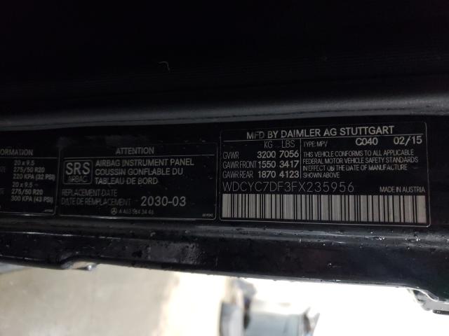 VIN WDCYC7DF3FX235956 2015 Mercedes-Benz G-Class, 6... no.10