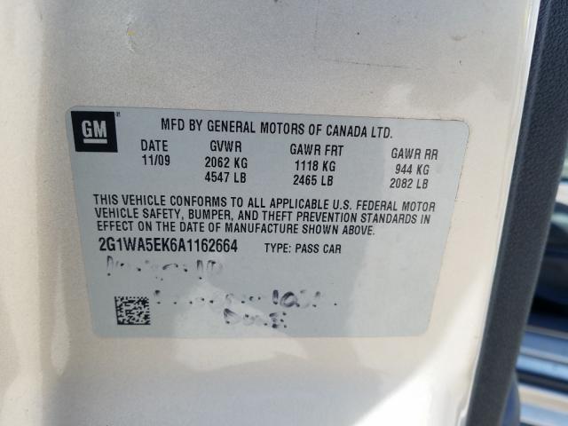 2010 CHEVROLET IMPALA LS 2G1WA5EK6A1162664
