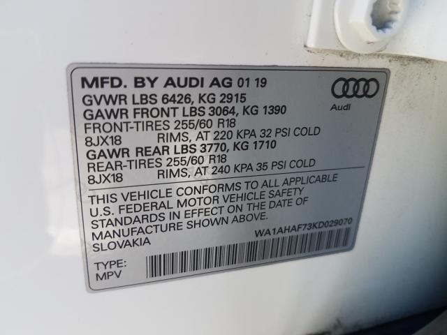 VIN WA1AHAF73KD029070 2019 Audi Q7, Premium no.10