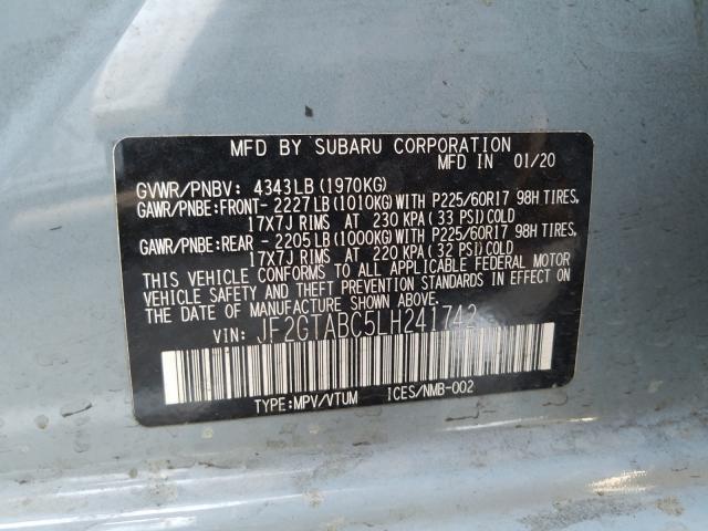 2020 SUBARU CROSSTREK JF2GTABC5LH241742