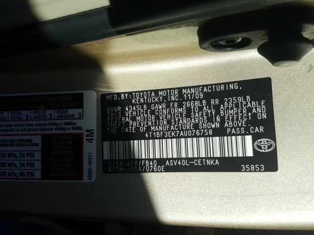 2010 TOYOTA CAMRY BASE 4T1BF3EK7AU076758