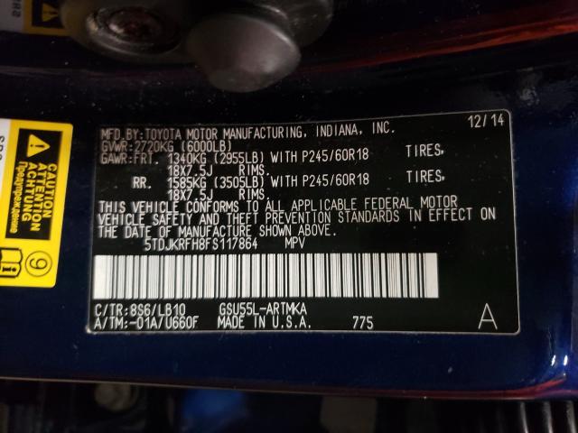 2015 TOYOTA HIGHLA XLE 5TDJKRFH8FS117864