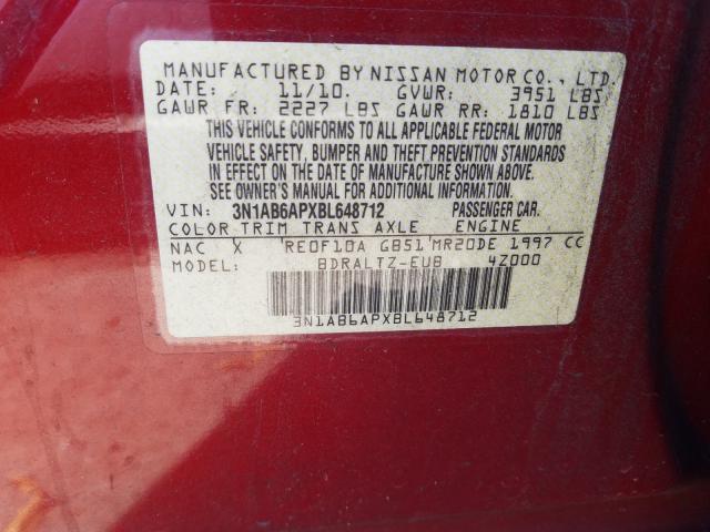 2011 NISSAN SENTRA 2.0 3N1AB6APXBL648712
