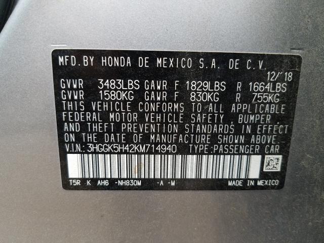 2019 HONDA FIT LX 3HGGK5H42KM714940