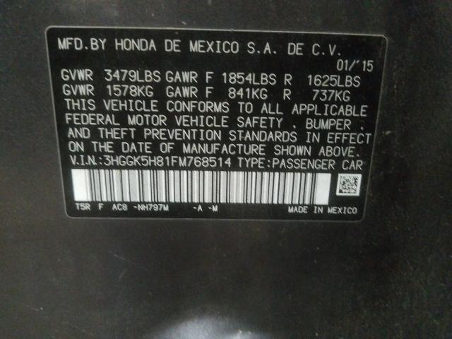 2015 HONDA FIT EX 3HGGK5H81FM768514