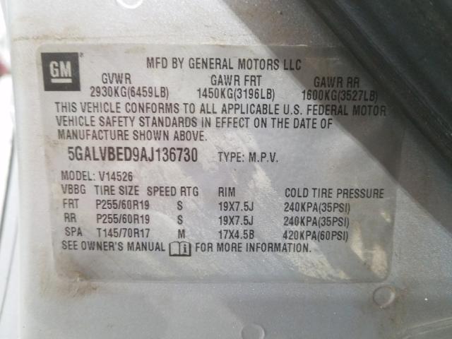2010 BUICK ENCLAVE CX 5GALVBED9AJ136730