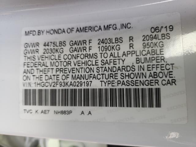 2019 HONDA ACCORD TOU 1HGCV2F93KA029197
