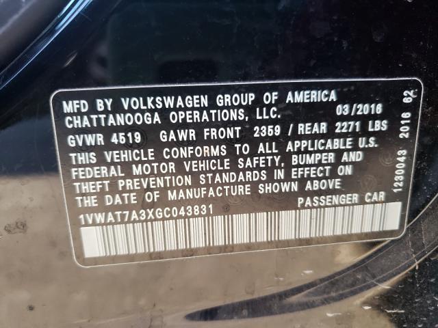2016 VOLKSWAGEN PASSAT 1VWAT7A3XGC043831