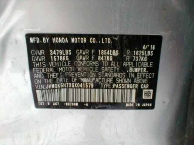 2016 HONDA FIT EX JHMGK5H7XGX041579