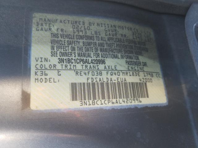 2010 NISSAN VERSA S 3N1BC1CP6AL420996