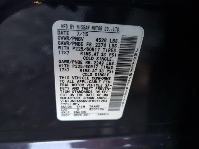 2015 NISSAN ROGUE SELE JN8AS5MV3FW261263